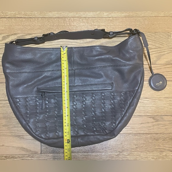THE SAK COLLECTIVE Gray Soft Leather Braided Woven Shoulder Hobo Bag - Picture 3 of 11
